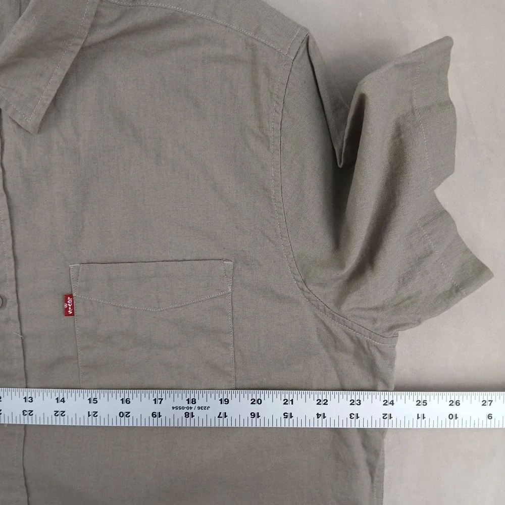 Levis XL Mens Shirt Button Up Short Sleeve Linen Blend‎ FLAW 24x27